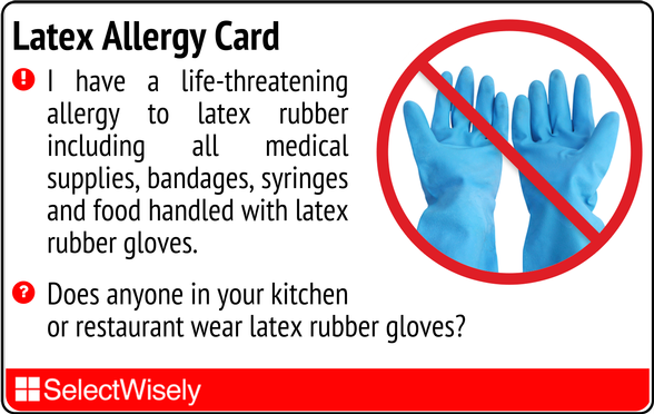 Latex Allergy Translation Card, Skin Contact Allergies